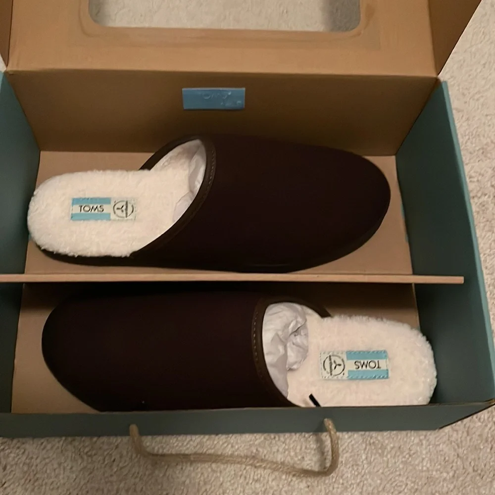 TOMS Harbor Chocolate Brown REPREVE Two Tone Felt Slipper - NWT - Size 12
